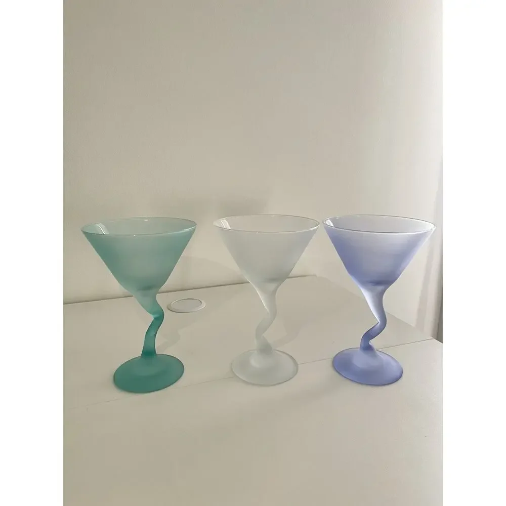 Libbey Watusi Coastal Martini Glass Set Of 6 Mid Century Pastel Retro Stemware - Picture 5 of 8